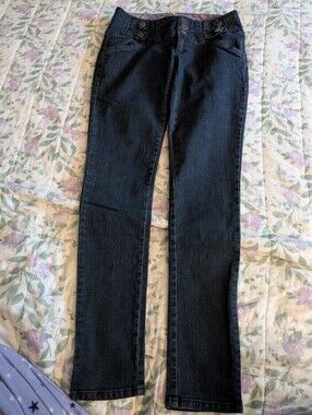 Dark Blue Skinny Boom Boom Jeans With Button Details